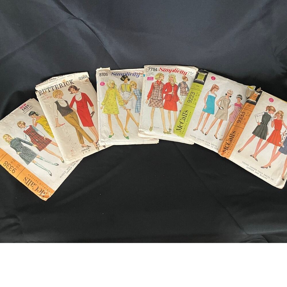 Lot of 6 Vintage Dress Sewing Patterns 1968 1969 Sizes 9/10 11 13/14